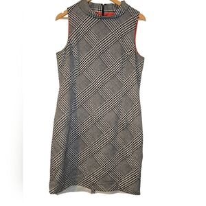 Tahari Black & White Plaid Sleeveless Sheath Dress Size 14